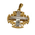 14K Gold Raised Up Round Smooth Jerusalem Cross Necklace